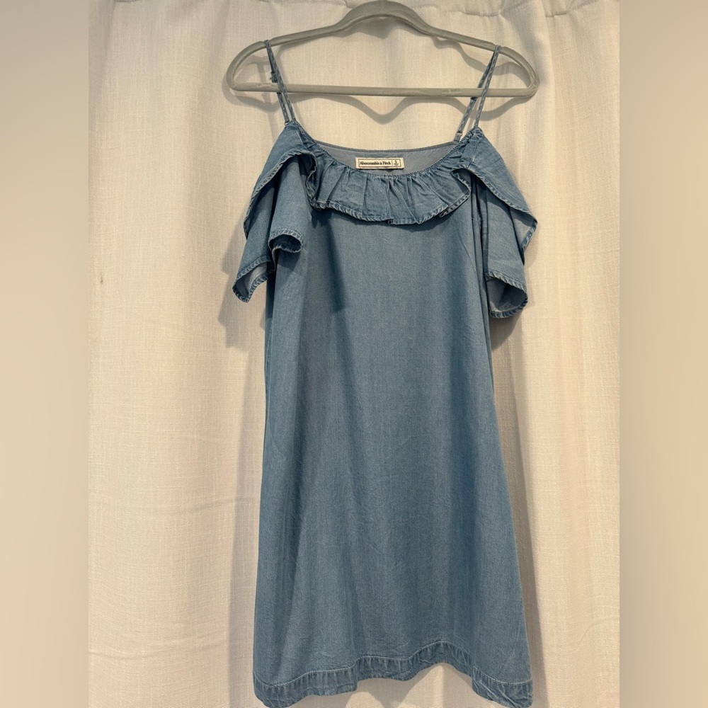 Abercrombie & Fitch Denim Ruffle Tunic Dress